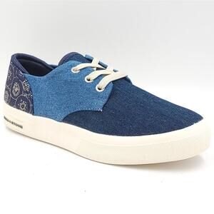 Sun + Stone Men Low Top Lace Up Sneakers Kiva Size US 8.5M Denim Blue
